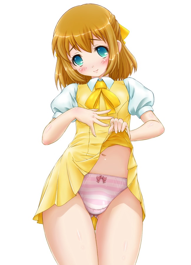 スカートたくし上げて恥ずかしそうな表情が最高にそそる！恥辱のたくし上げ二次エロ画像-11