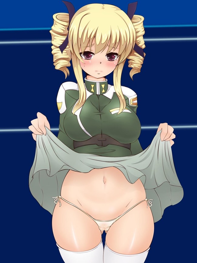 スカートたくし上げて恥ずかしそうな表情が最高にそそる！恥辱のたくし上げ二次エロ画像-15