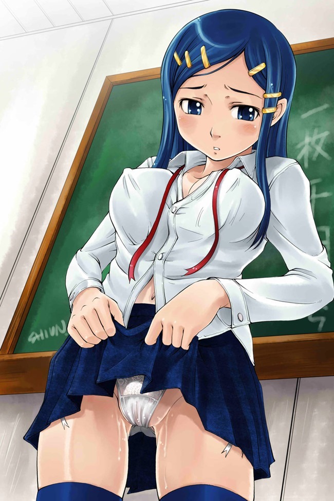 スカートたくし上げて恥ずかしそうな表情が最高にそそる！恥辱のたくし上げ二次エロ画像-27