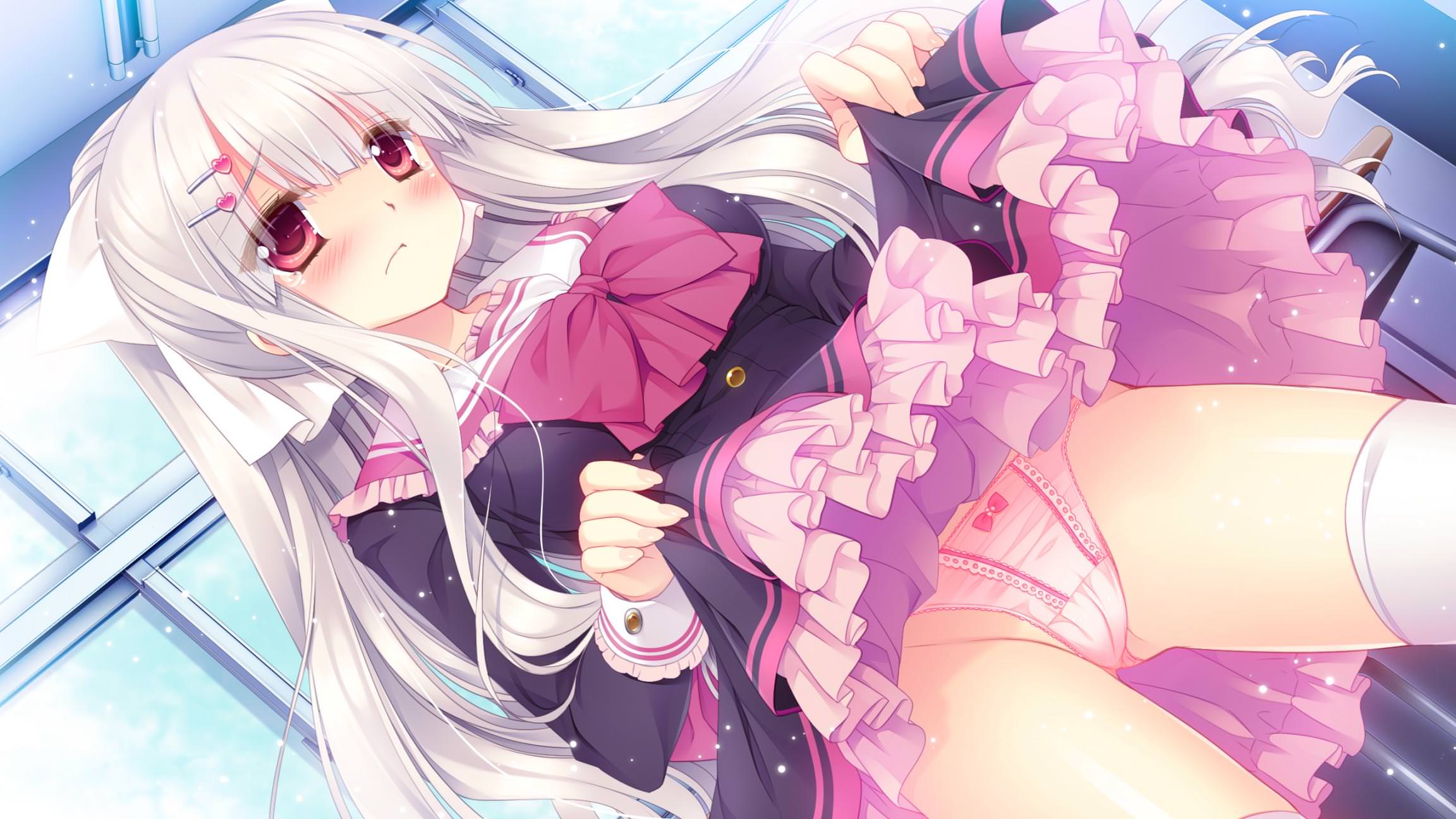 スカートたくし上げて恥ずかしそうな表情が最高にそそる！恥辱のたくし上げ二次エロ画像-36