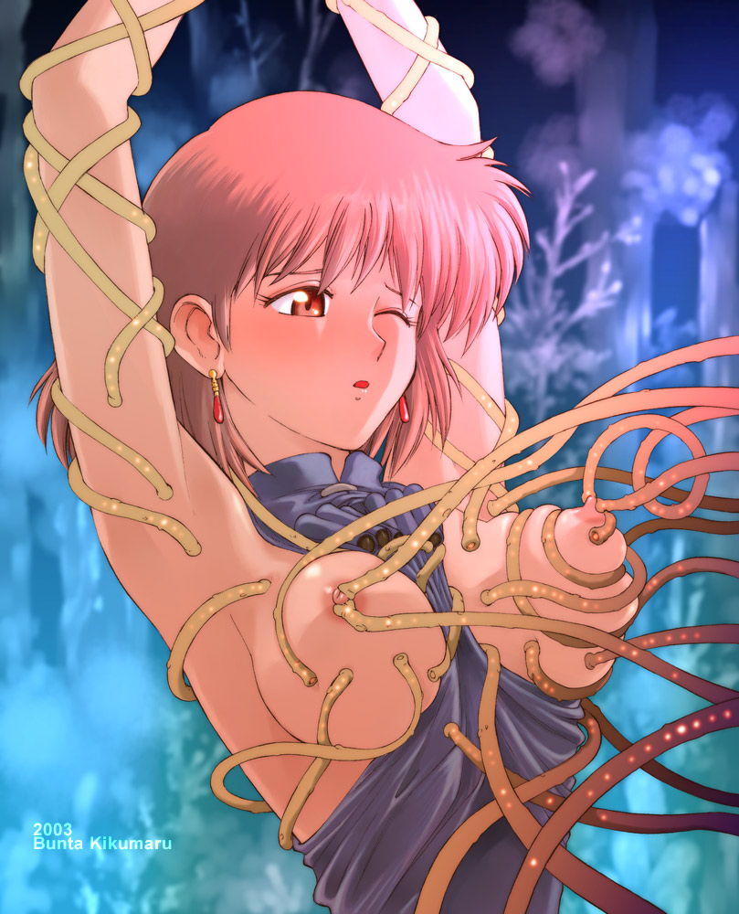 巨乳おっぱいが触手になぶられて形を変えながら弄ばれる異種姦触手姦画像-24